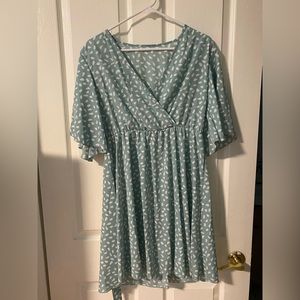 Mint green sleeve belted dress from SHEIN.
